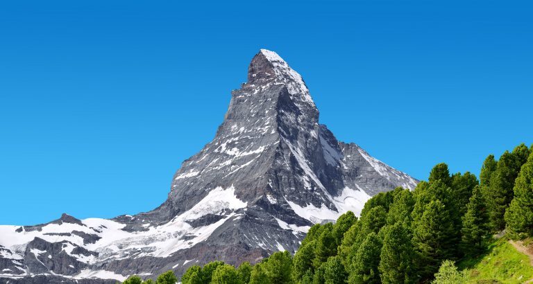 Beautiful mountain landscape with views of the Matterhorn peak i